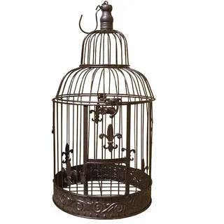 Deko Vogelkäfig Lilie Nostalgie Voliere Landhausstil 38cm Antik-Stil Braun