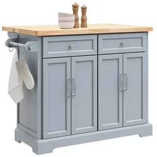 SoBuy FKW71-HG Küchenwagen mit erweiterbarer Arbeitsplatte Servierwagen Holz BHT ca.: 115x92x46-71cm