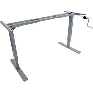 Ergotopia Desktopia Budget Höhenverstellbarer Schreibtisch | Per Kurbel verstellbares Tischgestell | Breite verstellbar für alle gängigen Tischplatten (Grau, Ohne Tischplatte)