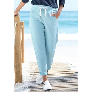 ELBSAND Sweathose ELBSAND "Brinja", Damen, Gr. XL (42), N-Gr, aquamarine, Sweatware, Obermaterial: 95% Baumwolle, 5% Elasthan, unifarben, figurumspielend lang, Hosen Sweathose, mit Taschen und breiten Kordeln, Jogginghose, lässige Passform
