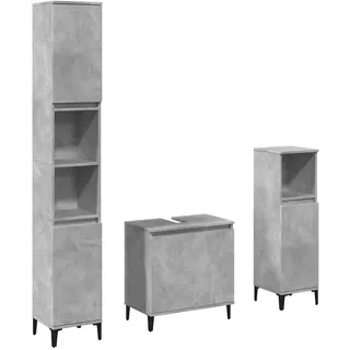 vidaXL Badmöbel-Set Betongrau 3-tlg. Holzwerkstoff