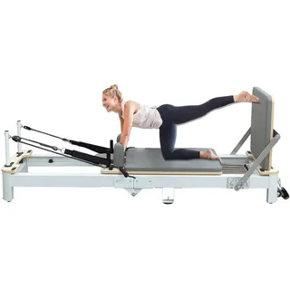 JQslycdmv Pilates-Reformer-Maschine, faltbares, platzsparendes Pilates-Reformer-Gerät, multifunktionales Heimtrainingsgerät mit Rädern(Black)