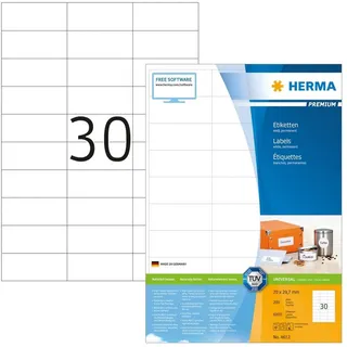 Herma Universaletiketten 4612 Weiß 70 x 29,7 mm 200 Blatt 6000 St.