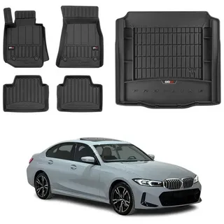 Omac Fußmatten & Kofferraumwanne Set für BMW 3er G20 2018-2025 Gummi Schwarz 5x