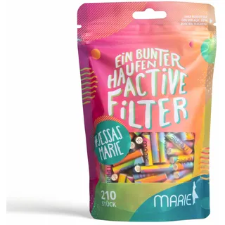 MARIE® Bunter Haufen Filter 210 Stück Beutel | Rainbow Aktivkohlefilter 6mm aus Keramik | 210 Active Filtern