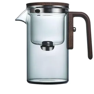 Enchanti Teekanne, Wassertrennung, Glas-Teekanne mit Holzgriff, Drucksteuerung, magische Teekanne aus Glas, Glas-Teekanne mit Teesieb, klarer und klassischer magischer Topf (grau, 520 ml)