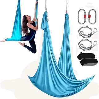 Vevor Aerial Yoga Hängematte Set 5 x 2,8 m Blau