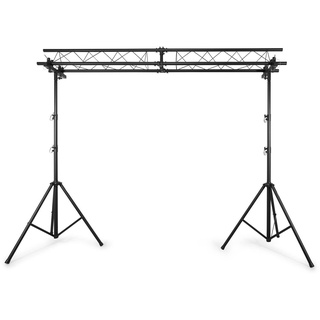 BeamZ LB100T Lichtbrücke mit Traversenbalken und 2 Ständern - mobiles Traversen System max. 100 kg, DJ Stand Komplettset - 2x 1,5m 3 Punkt-Traversen, 2x Dreibein Stativ max. Höhe 4m - Schwarz