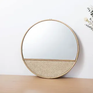 Runder Spiegel aus Holz, 38,1 cm, Wandspiegel, Kreis, gerahmter Spiegel, Holzrahmen, moderner Spiegel, Natur-Massivholz, für Wohnzimmer, Schlafzimmer, Eingangsbereich, Dekoration