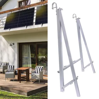 Halterung Balkonkraftwerk | inkl. Haken für Balkongeländer | stabiles Montageset aus Aluminium | Solarmodul Universalhalterung (1x Halterung Solarmodul 19% MwSt)