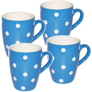 alles-meine.de GmbH 2 Stück Kaffeetassen/Henkeltassen - Punkte - BLAU & weiß - groß - 300 ml - Keramik/Porzellan - Teetasse - Mikrowellengeeignet - Trinktasse mit Henke..