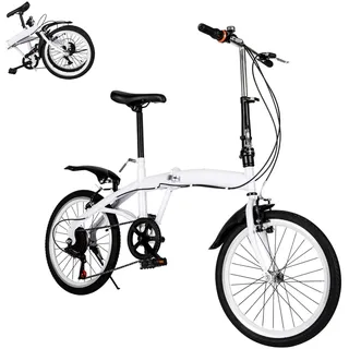 20 Zoll Faltrad 6 Gang Klapprad für Erwachsene & Kinder 1.4-1.9m, Aluminium Klappfahrrad Leicht Herren Damen Höhenverstellbar Folding City Bike