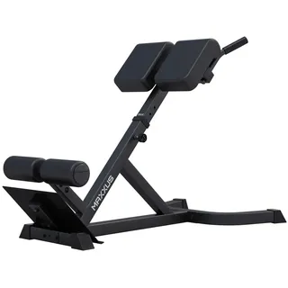 Maxxus Hyperextension Rückentrainer - Verstellbar, bis 150/180 kg, mit Beinfixierung, Haltegriffen – Bauchtrainer, Römische Bank, Rückenstrecker schwarz No Size
