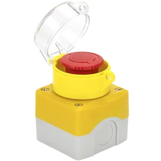 IDUTQUMW Red Sign Push Button Switch Mushroom Head Emergency Stop Button 10A Shell with Protection Cover