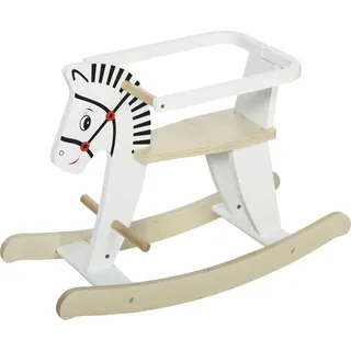 HOMCOM Kinder Schaukelpferd Holz Schaukeltier für 1-3 Jahre mit Haltegriffen, 68 x 26,5 x 48 cm, weißes Design für sicheres Spielen   Aosom.de