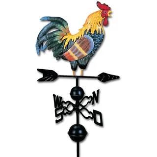 schnellelieferung - Wetterhahn - Windspiel Hahn auf Windrad, Metall, Handgefertigt, wetter- und frostbeständig, Metallic, Garten/Deko