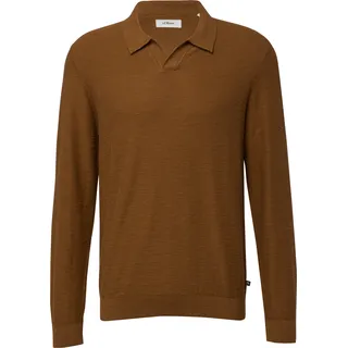 s.Oliver Baumwoll-Strickpolo mit Flammgarnstruktur - braun - 3XL