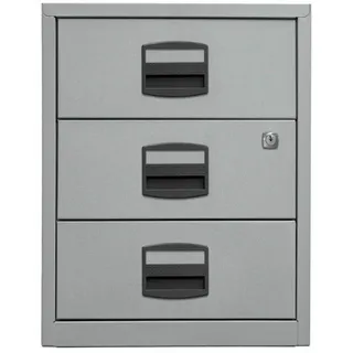 Bisley Rollcontainer PFA PFAM3S355 Metall silber, 3 normale Schubladen, abschließbar 5020073788471 Bisley