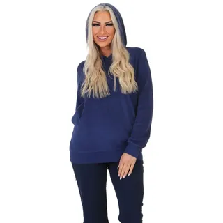 normann Damen Langarm Frottee Schlafanzug Oberteil Hoodie Mix & Match - ideal zu kombinieren, Farbe:Marine, Größe:40-42 - 40-42