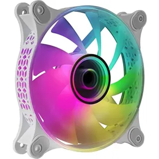 Mars Gaming MF-3D Weiß, ARGB 360° 12cm Lüfter, 3D Infinity Mirror, Anti-Vibrationssystem, Ultra-Leise, Voll Kompatibel