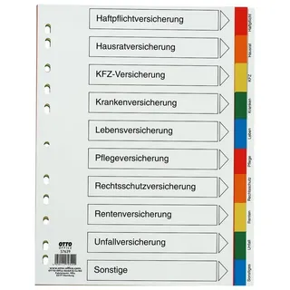 Otto Office Aktenordner, Register Versicherungen, DIN A4 überbreit, 10-tlg., Kunststoff bunt
