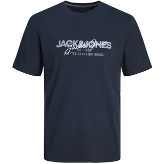 Jack & Jones Herren Rundhals T-Shirt JJALVIS Regular Fit Blau 12256803 M