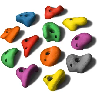 ALPIDEX 12 Klettergriffe L | Klettersteine | Größe L | Verschiedene Hinterschneidungen, Ausformungen, Farben | Henkelklettergriffe - Farbe:Mixed Colour