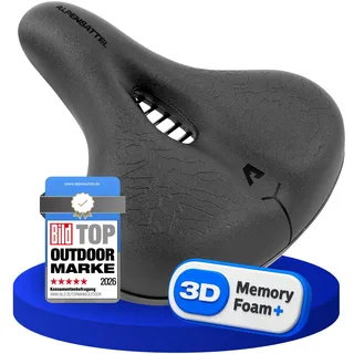 ALPENSATTEL® Ergonomischer Fahrradsattel Komfort + [3D Memory Foam] - Sattel für Damen & Herren - Atmungsaktives Material für ideale Druckverteilung - Universelle Sattelhaltung für jedes Rad