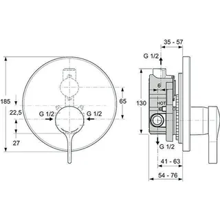 Ideal Standard Melange Duscharmatur Unterputz rund für 1 Verbraucher Chrom A4273AA
