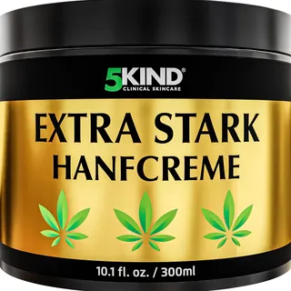 5kind Extra Starke Hanfcreme 300ml - Hochkonzentriertes Hanföl und Arnika-Creme - zur Massage von Gelenken & Muskeln, unterem Rücken, Knien, Nacken & Schultern - Reich an natürlichen Extrakten