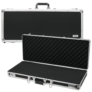 HMF 14444-02 Alu Waffenkoffer für Langwaffen, Gewehrkoffer, abschließbar mit Rasterschaumstoff 82 x 36 x 12 cm Schwarz