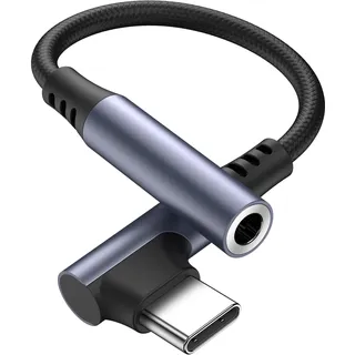 Tobfit Adapter USB C auf 3,5mm Buchse,90 Grad USB C auf 3.5mm Aux Klinke für iPhone 16 15 Pro Max Plus,Samsung Galaxy S25 S24 S23 S22 S21 S20 FE, Huawei P40/P30/P20 Pro, Google Pixel 8/7