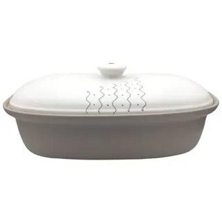 Keramik Brottopf XL 40,5 x 25 x 18 cm (grau/weiß)
