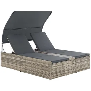 Juskys Syros Polyrattan Doppelliege Grau-meliert