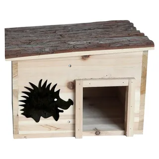 topcent Igelhaus Holz – 32 x 26 x 21 cm – Unbehandelt – Mit Rindendach