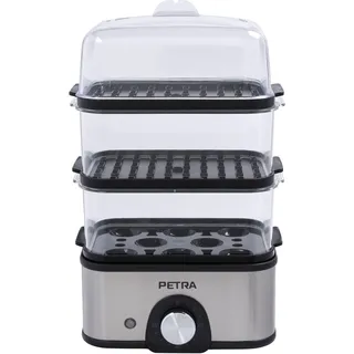 Petra Dampfgarer 3-stufiger kompakter Gemüsedampfer Eierkocher 500W