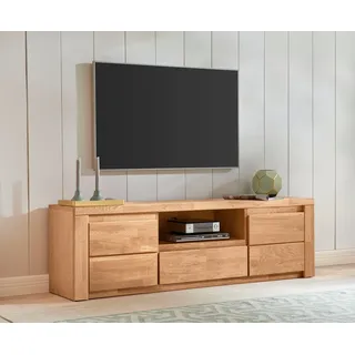 otto home Lowboard OTTO HOME "Burani", braun (eiche teilmassiv), B:160cm H:48cm T:35cm, FSC-zertifiziertes teilmassives Holz, Sideboards, Lowboard, grifflose Optik, Fernsehtisch