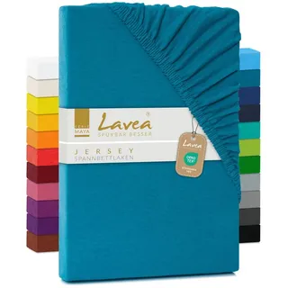LAVEA Spannbettlaken Baumwolle 60 x 130 - 70 x 140 cm blau