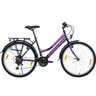 Rezzak Cityfahrrad Mädchen 26" RH 47 cm schwarz/pink 21-Gang