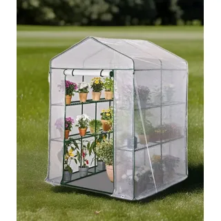 Parkside Gewächshaus Treibhaus mit Gitterfolie begehbar B 140 x H 200 x T 140 cm