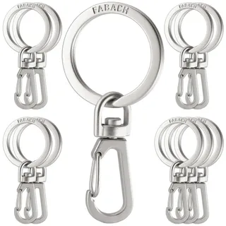 FABACH Karabiner Schlüsselanhänger mit drehbarem Schlüsselring - Kleine abnehmbare Karabinerhaken Schlüsselringe - Stabile Mini Schlüssel Karabiner Haken als Schlüsselhalter und zum Basteln