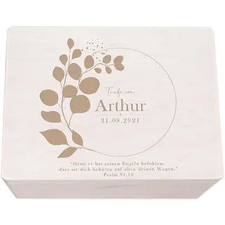 hellomini Taufgeschenke - Personalisierte Erinnerungsbox Taufe aus Holz - Taufgeschenke für Mädchen - Taufgeschenke Jungen - Taufe Geschenk (Eukalyptus Gravur, XL: 60x40x23cm)