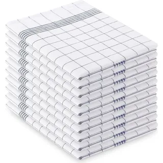 Vaily Vaily® Geschirrtücher Blau-Kariert 10er Pack - 70 x 45 cm aus 100% Baumwolle