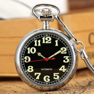 YIHANSS Mechanische Taschenuhr mit automatischem Selbstaufzug und leuchtendem Ziffernblatt und Schlangenkette, luxuriöse Taschenuhr mit Nachtleuchtender Fluoreszenz
