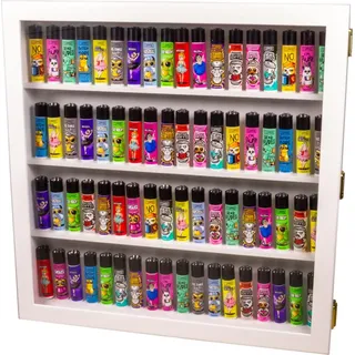 Mein Landhaus Sammlervitrine für Clipper Feuerzeuge Holz weiß für 72 Feuerzeuge Sammelvitrine Vitrine