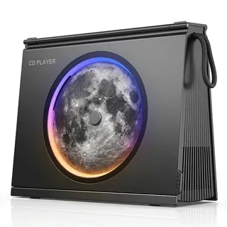 Gueray Tragbarer CD-Spieler mit Licht, Bluetooth 5.3 CD-Player mit Fernbedienung HiFi-Lautsprecher 4000mAh Akku Bücherregal-Design Batterie-Anzeige Deko für Haus Geschenke für Frauen Männer(Schwarz)