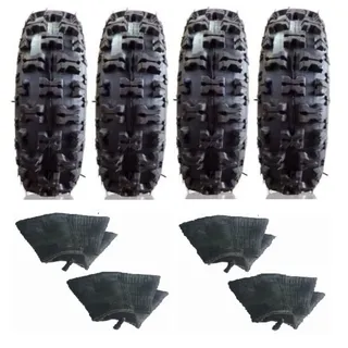 FunSport-Factory Kinderfahrzeug-Räder Kinder Quad Reifen 4er Set 4.10-6 & 13x5.00-6 Stollenprofil, Stollenprofil, hoher Grip, für Kinderquads, robust & langlebig