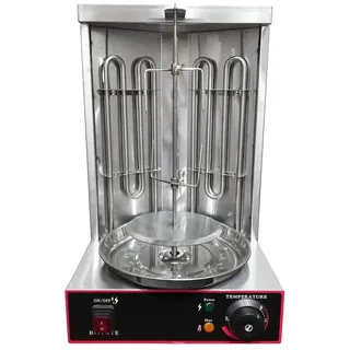 PUDLOR Dönergrill, 2 Brenner Kebap Grill 3000w Gyrosgrill Tischgrill Bbq 50-300 °C Gyrosmaschine Elektrisch Dönergrill Vertikaler Optionaler Lammbraten für Zuhause