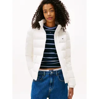 Tommy Hilfiger TOMMY JEANS "TJW SLIM ZIP PRINT DOWN JACKET", Damen, Gr. L (40), beige (ecru), Web, Obermaterial: 100% Nylon, slim fit, elastischer Bund, Jacken Steppjacke
