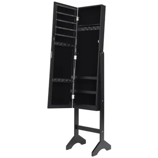 Costway Freistehender Schmuckschrank mit Spiegel, schwarz